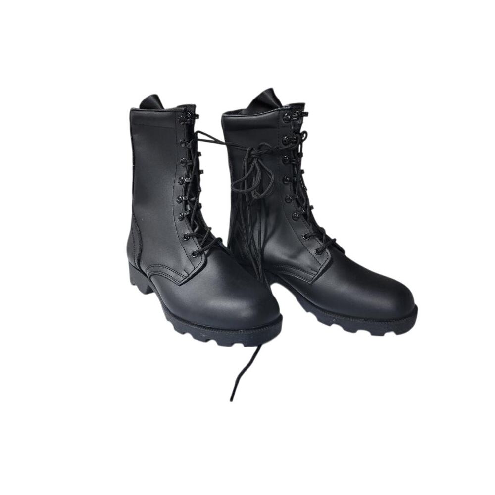 Women Combat boot Black lace up Water Resistant Mid Calf 8 Black leather b